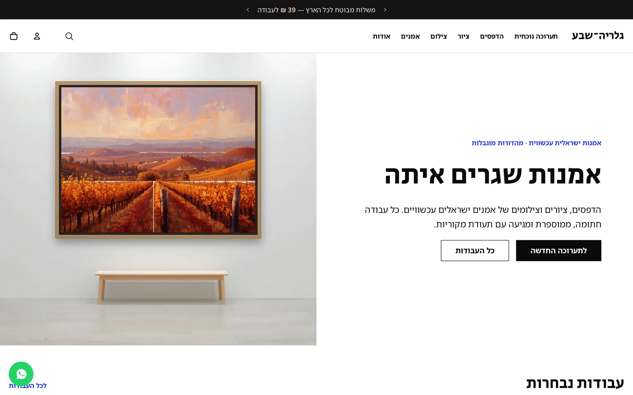Home page of the Galeria Sheva demo store