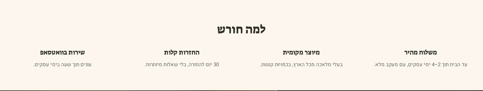 עמודות תוכן בחנות הדמו חורש